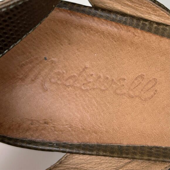 Madewell Alice Strappy Sandal Block Heels Leather Brown Croc Embossed Women's 8 - Picture 8 of 11